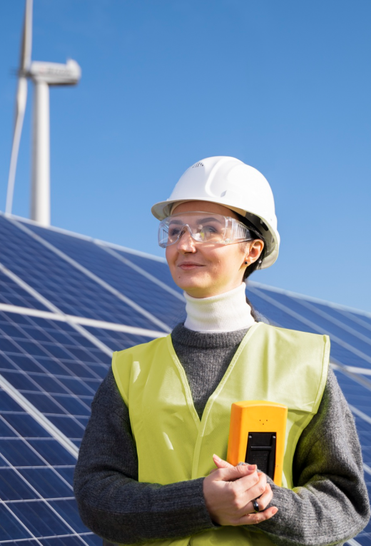Güneş Paneliyle Kadın